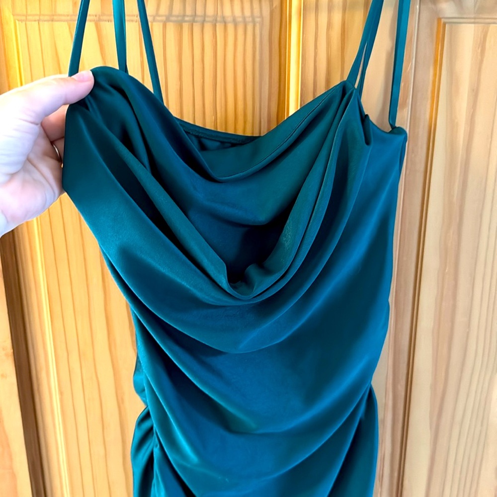 Green slit dress